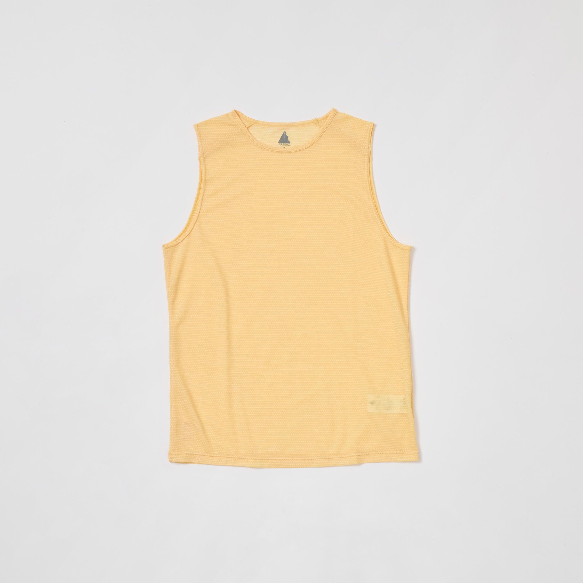 『未使用、試着のみ』HERENESS ヒアネスイエロー タンクトップ S WOOL MESH TANK(MEN) | メリノウール タンクトップ メンズ トレイル